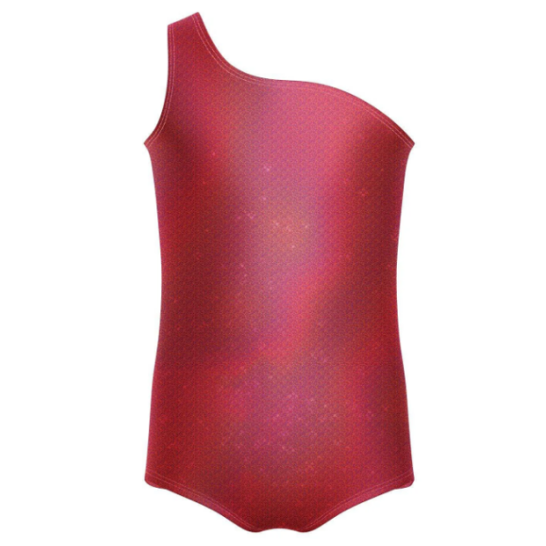 Solid Hologram One Shoulder Leotard-Red