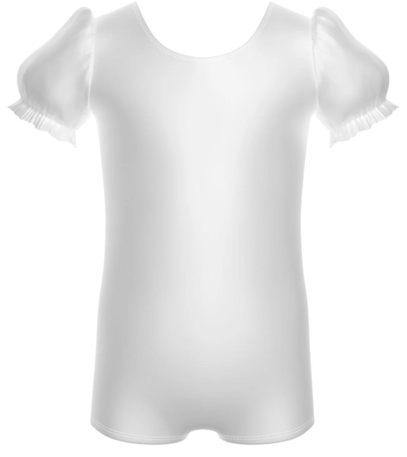 Solid Lycra Puff Sleeve Biketard-White Solid Lycra Puff Sleeve Biketard-White