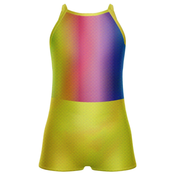 Waving My Rainbow Flare Halter Binding Biketard – Yellow