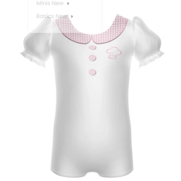 Chicken Soup Puff Sleeve Biketard & Apron – Pink