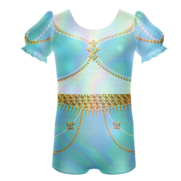 Genie Puff Sleeve Biketard-turquoise