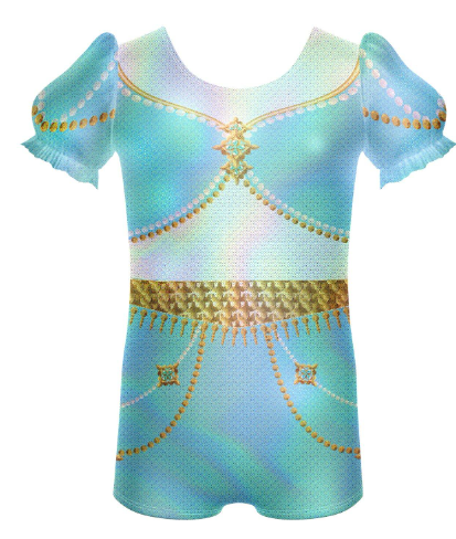 Genie Puff Sleeve Biketard-turquoise Genie Puff Sleeve Biketard-turquoise