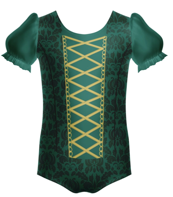Medieval Princess Puff Sleeve Leotard – Green Medieval Princess Puff Sleeve Leotard – Green