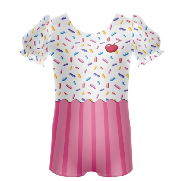 Sprinkles Puff Sleeve Biketard - pink