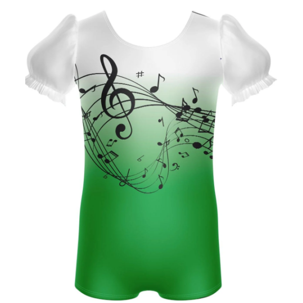 Musical Puff Sleeve Biketard – kelly green