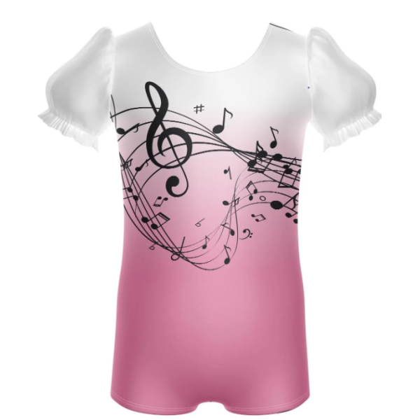 Musical Puff Sleeve Biketard – pink