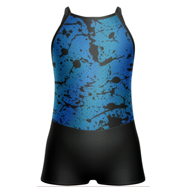 Flicker Bow Back Biketard - sapphireblu