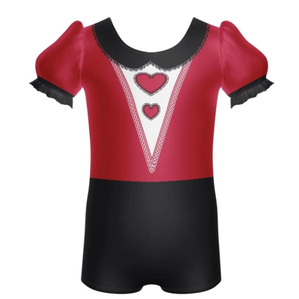 Queen Puff Sleeve Biketard – red