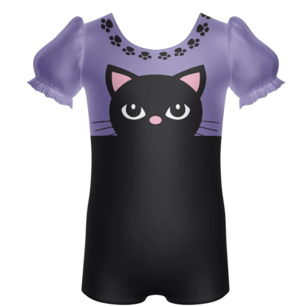 Cats Puff Sleeve Biketard – lilac