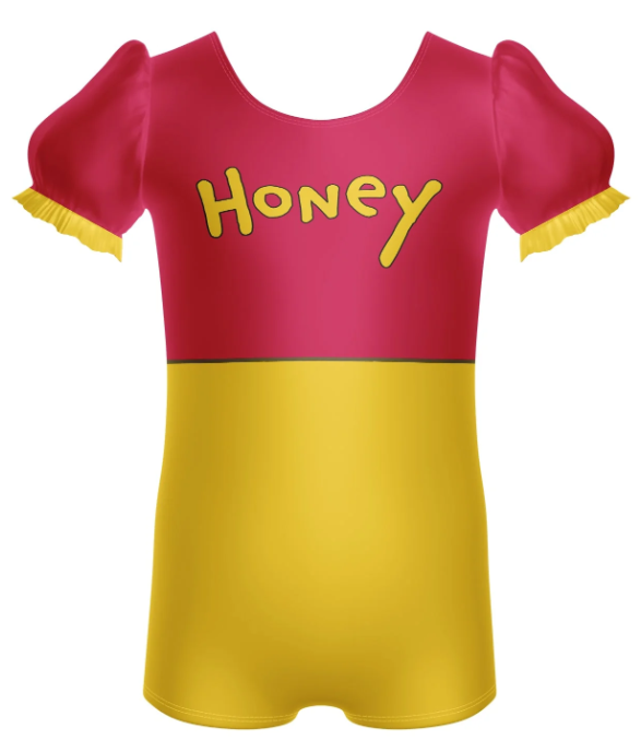 Little Pooh Bear Puff Sleeve Biketard Little Pooh Bear Puff Sleeve Biketard