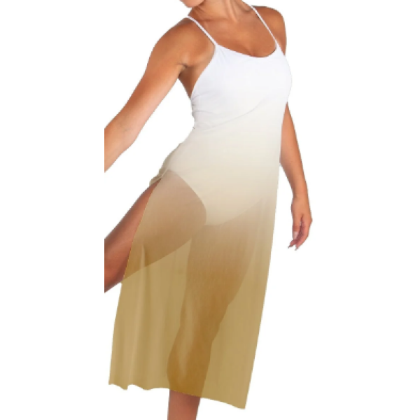 Poetic Long Chiffon Panel Dress -biscotti
