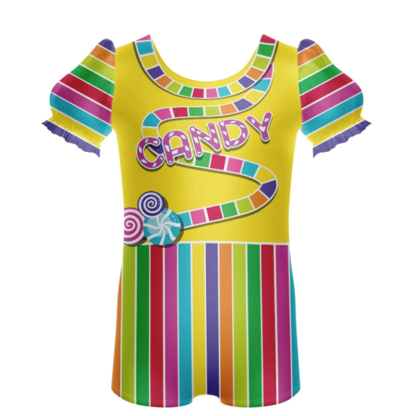 Candyland puff sleeve biketard – yellow