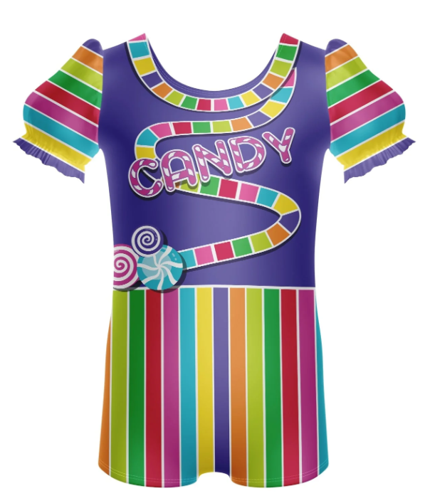 Candy Land Puff Sleeve Biketard – purple Candy Land Puff Sleeve Biketard – purple