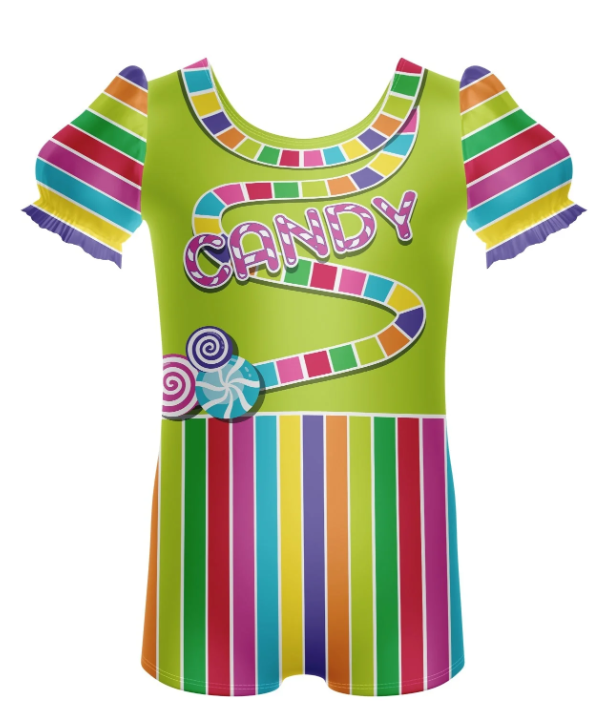 Candy Land Puff Sleeve Biketard – lime Candy Land Puff Sleeve Biketard – lime