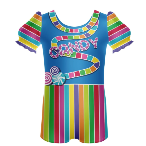 Candy Land Puff Sleeve Biketard – peacock