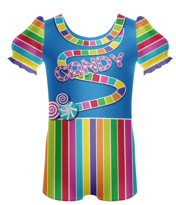 Candy Land Puff Sleeve Biketard – peacock Candy Land Puff Sleeve Biketard – peacock