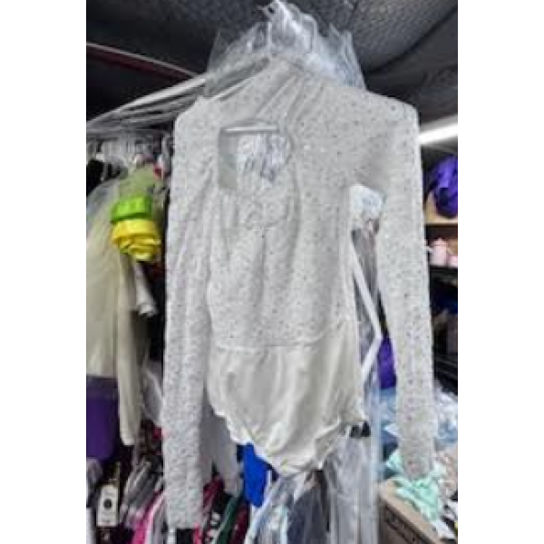 Long sleeve leotard white/sparkles